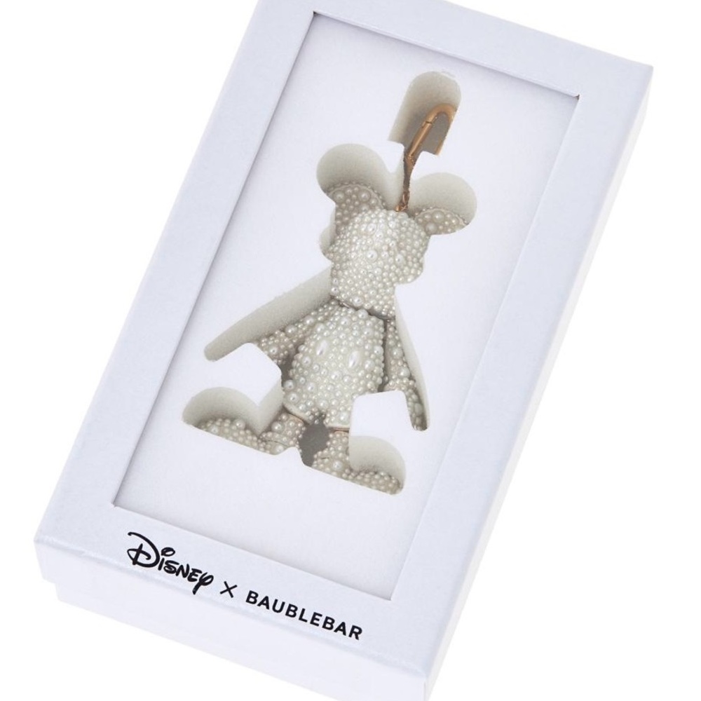 BaubleBar White Pearl Mickey bag charm or key chain boxed